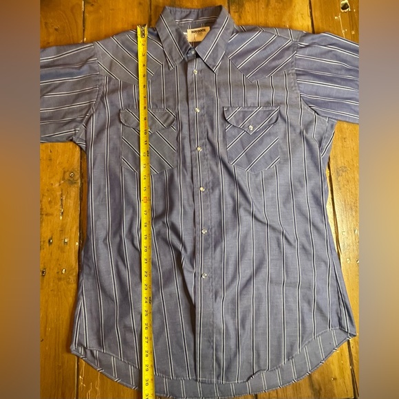 Vintage Blue RUD DOCK Western Cut Pearl Snap Long Sleeve Shirt size Large - Picture 2 of 4